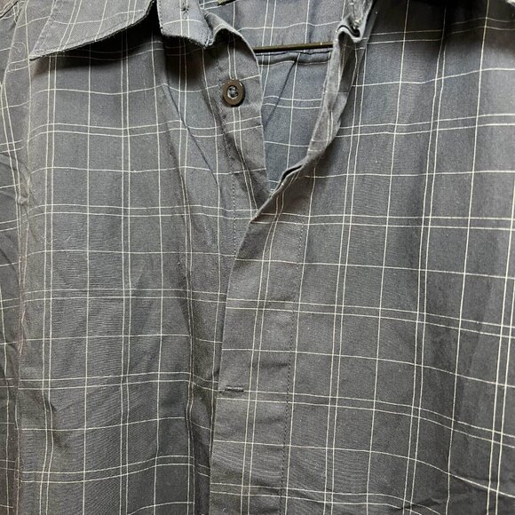 Wayne Gretzky Button Down Shirt Men Size M Navy Blue Window Pane Short Sleeve - Picture 7 of 12